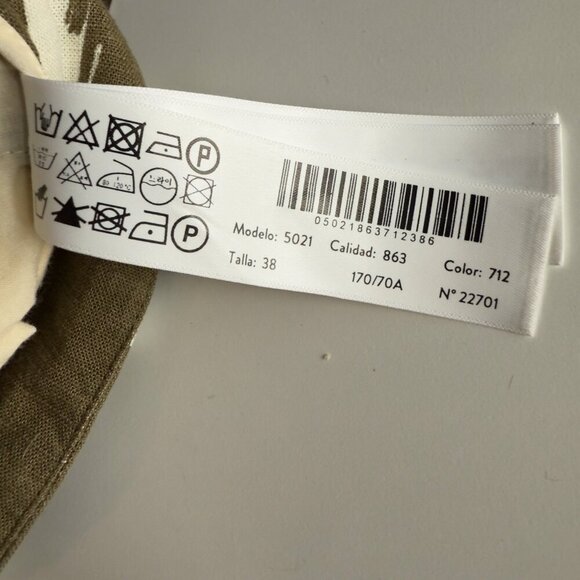 MASSIMO DUTTI Palm Tree Print Olive Green Cream Maximalist Boho Resort Shorts 6 - Picture 9 of 10